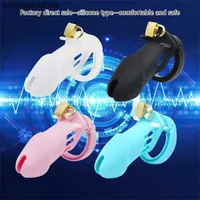 Adult Massager Male Silicone Cock Prison Chastity Device Cages Sex Toys Penis Belt Lock with Five Rings Standard Short Cage
