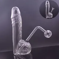 1pcs Glass Bong Oil Burner Pipe Male Dildo Smoking Water Pipe Female Sex Toys Recycler Dab Rig Ashcatcher Hookah with Removable Oil Pot and Dry Herb Bowl