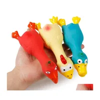 Dog Toys Chews Natural Latex Pet Screaming Chicken Duck Toy Squeaker Fun Sound Rubber Training Playing Puppy Chewing Tooth Cleanin Dhcoj