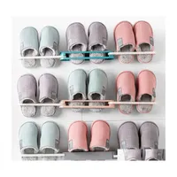 Storage Holders Racks Mti Foldable Bathroom Slippers Shelf Holder Wall Mounted Drain Shoes Rack Organizer Drop Delivery Home Garde Dhzex