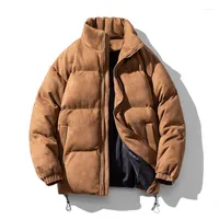 남자 재킷 코트 스웨이드 스웨이드 두꺼운 단색 패션 스탠드 칼라 남자 코튼 드레스 캐주얼 남자 따뜻한 자켓