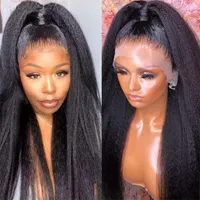 Peruvian Wig Yaki Lace Frontal Wigs 10A Kinky Straight Front Human Hair Closure