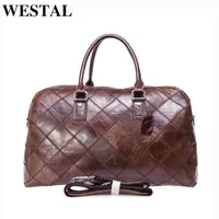 HBP WESTAL Men Travel Bag Genuine Leather Men Hand Luggage Travel Duffle Bag Casual Weekend Bag Big Carry On Luggage Suitcase 8885250u