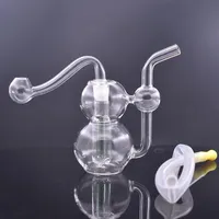 Mini Glass Oil Burner Bong Hookah Bubbler Smoking Water Pipes High Quality Pyrex Heady Recycler Dab Rig Ash Catcher Bongs with 10mm Male Glass Oil Burner Pipe and Hose
