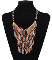 Chaînes Africain Gold Chain Boho Colorful Long Resin Perles Bijoux Bijoux fait à la main