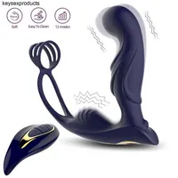 Adult Massager Male Prostate Massage Vibrator Anal Plug Silicone Waterproof Massager Stimulator Butt Delay Ejaculation Ring Toy for Men