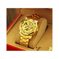 Other Watches 2022 Winner Brand Luxury Mens Watch Skeleton Fl Steel Mechanical Business Wristwatch Clocks Relogio Mascino Drop Delive Dhaa0