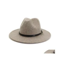 Stingy Brim Hats Panama Cap Jazz Felt Fedora Men Women Wool Formal Hat Mens Womens Lady Fashion Caps Man Woman Trilby Chapeau Autumn Dhoui