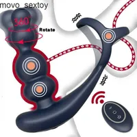 Adult massager Male Prostate Massager Vibrator 360Rotate Anal Plugs Penis Ring Butt Plug Wireless Control Sex Toy for Men Masturbator