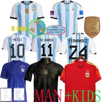 2022 ARGENTINA 3 Star Soccer Jerseys MARADONA DI MARIA J. ALVAREZ Champions Final SPECIAL Player Version Maillot de foot Maillots Men Women Kids Football Shirt