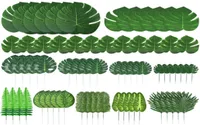 Faux Floral Greenery 103PCS Artificial Palm Jungle Leaves Decorations For Party DIY Garden Wedding Home Decor Green Turtle Waterme7491466