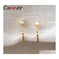 Hoop Huggie Canner 2021 Fashion S925 Sterling Sier Studded Twist Stud Earrings Tassel For Women Small Jewelry Hie Drop Delivery Oty92