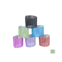 Napkin Rings Ring Chairs Buckles Mticolor Wedding Event Decoration Crafts 8 Row Mesh Rhinestone Holder Handmade Party Supplies Drop Dhj3V