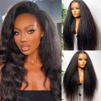 Kinky Straight Lace Front Human Hair Wigs 13x4 13x6 Transparent Frontal Remy Brazilian 200% Density Yaki Wig