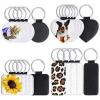 Keychains 20 Pieces Sublimation Blank PU Leather Keychain Pendant Heat Transfer Ornament For DIY Crafts Making