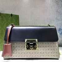 Chain Cross Body Bag Women Designer Handbag Purse Real Leather Wallet Fashion Old Flower Letters Metallic Key Lock Pouch Wallet Imprint