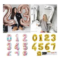 Party Decoration 32Inch Number Aluminum Foil Balloons Rose Gold Sier Digit Figure Balloon Child Adt Birthday Wedding Supplies Toy Dr Dho2Q