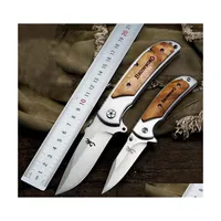 Camping Hunting Knives High Quality Browning 338 Small Pocket Folding 440C 57Hrc Tactical Cam Survival Edc Tools Wood Handle Utility Dhub9