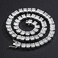 Łańcuch łańcucha teninów Naszyjniki srebrne 9 mm szerokość 8 cali 18 -calowe luksusowy połysk krystaliczny cyrkon mężczyzna brzemienia brzemienie kostki