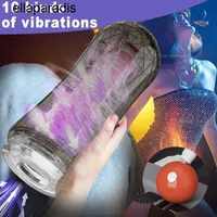 Adult massager Transparent Silicone Male Airplanes Cup Artificial Cunt Vibrations Blowjob Sucking Machine Soft Pussy Sex Toys for Men