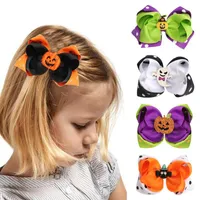 Girls Hair Accessories Hairclips Baby Bb Clip Kids Barrettes Clips Ribbon Childrens Double-Deck Bow Pumpkin Ghost Halloween E21174