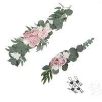 Decorative Flowers Artificial Swag Centerpiece Garland Rustic Hanging Silk Rose For Front Door Backdrop Wedding Ornament