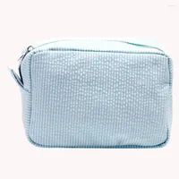 Cosmetic Bags Seersucker Bag Zipper Closure Travel Organizer Portable Large Make Up Waterproof Nylon For Women Girls