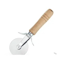 Cake Tools Round Pizza Cutter Knife Roller Clutc Stainless Steel Cutters Wood Handle Pastry Nonstick Tool Wheel Slicer With Grip 138 Dhpfo