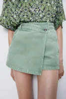 Women's Shorts Style Ladies Retro Button Pocket Patch Skirt Casual Slim Zipper Flying Chic Pantalo Coat