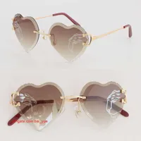 Designer New Leopard print Lens Sunglasses Women Frame Abnormal trend Rimless Luxury Diamond Cut Men Design glasses Outdoors Mirrored Summer