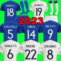 2023イタリアサッカージャージイタリア23 24 Maglie da Calcio Verratti Chiesa Bonucci Footbale Shird Bernardeschi Insigne Belotti Jorginho Men Kid Kit Sets Uniforms