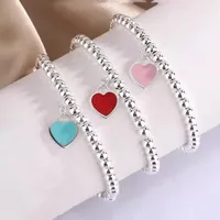 Designer Infinity Bangle Luxus Eternal Ehepaar Perlen Str￤nge Armband Herzkugeln Perlenarmb￤nder f￼r Frauen gr￼nblau rosa Charme Armb￤nder