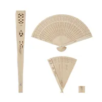 Party Favor Vintage Style Wood Folding Fan Chinese Pattern Art Craft Gift Personalized Engraved Handmade Wooden Fold Hand Fans Drop Ot8Pu