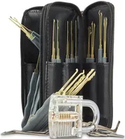 24pcs Single Hook Lock Pick Set Locksmith Tools with 1Pc Transparent Lock Locksmith Practice Training Skill Lock Pick Tools235C5010501