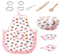 Bakeware Tools Kids Cooking And Baking Apron Set Kitchen Deluxe Chef Costume Pretend Role Play Kit Hat Suit For 3 Years Old Childr5665748