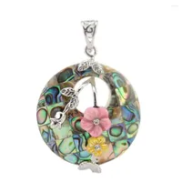 Pendant Necklaces Natural Abalone Shell Inlaid Flower Fashion Necklace Meihua Ping'an Buckle Ethnic Style Stylish Charm Women Jewelry