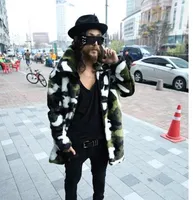 Men's Jackets Seveyfan Men's Fashion Long Camouflage Faux Fur Coat Winter Cardigan Parka For Male