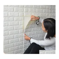 Adesivos de parede 70x77 3d tijolo DIY decora￧￣o auto -adulterada espuma de parede de parede ￠ prova d'￡gua para TV Background Kids Living Room 148 Drop de Otlyr