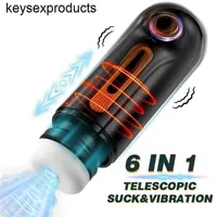 Adult Massager 6 in 1 Masturbation for Men Automatic Telescopic Sucking Blowjob Man Vibrator Masturbator Cup Pussy Real Vagina Sex Toys