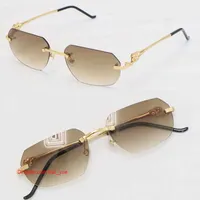 Metal Vintage Gold metal leopard Series Panther Rimless Sunglasses Men Women With Decoration Wire Frame Unisex Eyewear Outdoor UV400 Lens