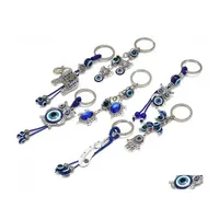 Keychains Lanyards Butterfly Butterfly Tortuga Elephant Evil Eyes Keychain Key Class Glass Blue Eye Annament Rin Drop entrega dhrp6