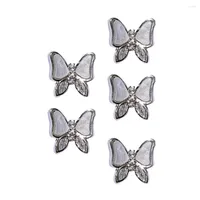 Nail Art Decorations 5Pcs Charm 3D Shiny Cubic Zirconia Butterfly Shape Jewelry For Manicure