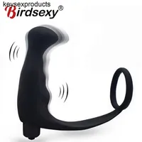 Adult Massager Men Prostate Massager Cock Vibration Ring Anal Vibrator Stimulate Butt Plug for Erotic Sex Toys Penis Sleeve