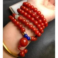 Hanger kettingen natuurlijke zuidelijke rode agaat armband echte jades 108 kraal mala elastische kralen armbanden vrouwen edelsteen bangle genezing