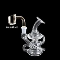 Bong Recycler Dab Rigs Small 14mm Female Glass Bongs Water Pipes Thick Glass Water Bongs Tobacco Hookahs with 4mm Quartz Banger Nail Cheapest
