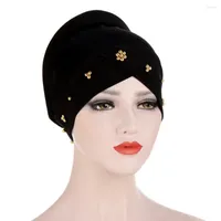 Ball Caps Beading Women Wrap Muslim Hat Solid Cap Cancer Ruffle Baseball Leather Men
