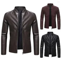 Jackets masculinos magros de casaco de couro casual de colarinho de colarinho masculino masculino