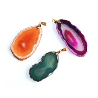 Pendant Necklaces Natural Onyx Charms Pendants Multi Colorful Slice Irregular Agat Crystal Stone Quartz DIY Fit Jewelry Making