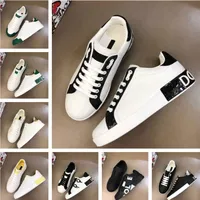 Berömda varumärken Men sportskor Luxury White Black Calfskin Nappa Portofins Sneakers Technical Outdoor Runner Par Trainer Shoe EU35-46 Original Box