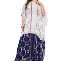 Ethnic Clothing Ramadan Women's Galabiyas Caftan Marocain Abaya Dubai Turkey Islam Print Bat Sleeve Muslim Dress For Eid Saudi Folk Wear